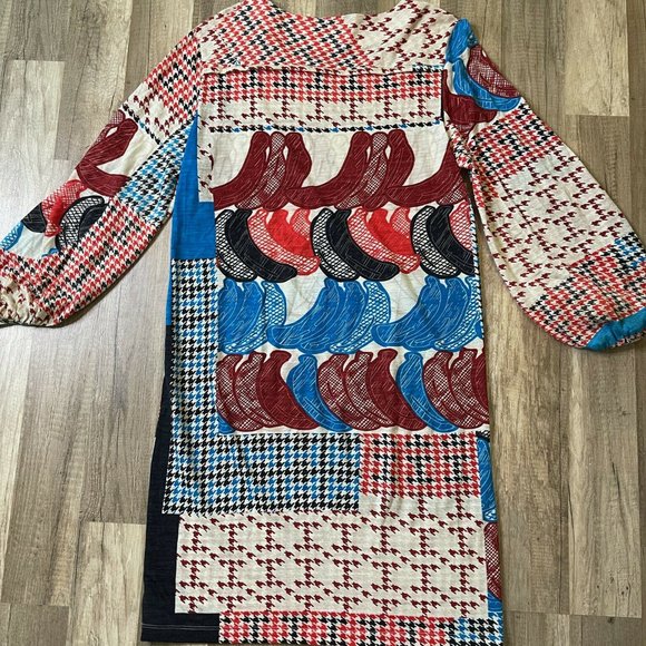 Tsumori Chisato Womens Multicolor Textile Long Sleeve Midi A Line Dress Size 2 - Picture 3 of 12